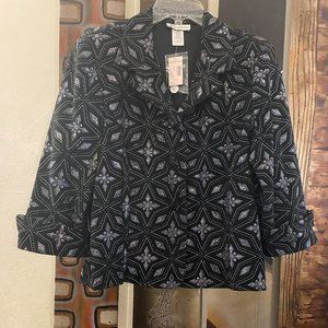 NWT Versatile Jacket - Black with silver, unlined,  Size Large